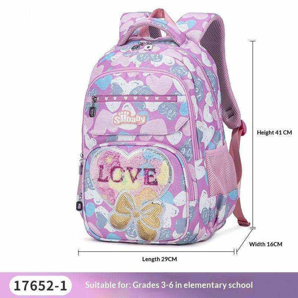 Lightweight kids school backpack with adjustable straps and cartoon cat design