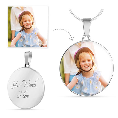 Personalized Photo Circle Necklace – Custom Engraved Keepsake
