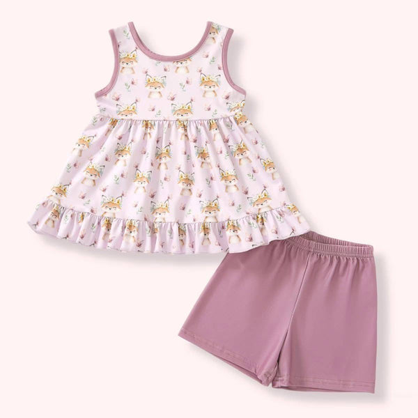 Sweet floral summer outfit set for girls size 5 toddler baby clothing