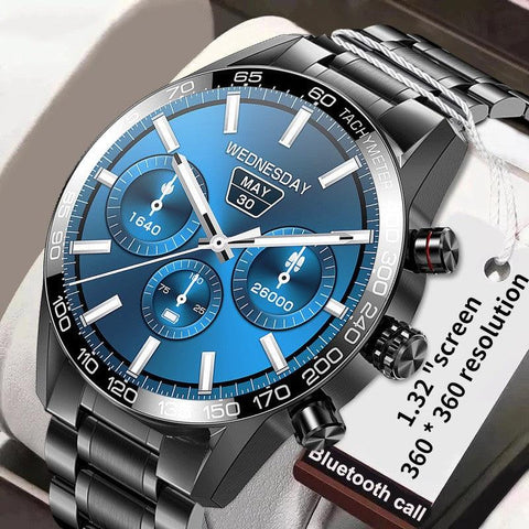 Men's Bluetooth smart phone watch with LED touch screen and fitness monitoring features