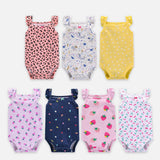 Set of 5 colorful sleeveless TinyJoy™ summer cotton rompers for baby girls