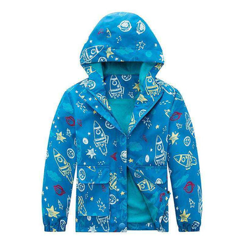 Kids lightweight hooded windproof jacket in colorful designs