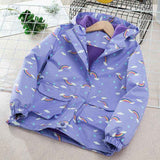Lightweight kids hooded windproof jacket with zipper