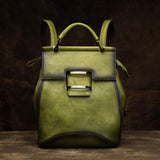 Vintage-inspired women's leather-look backpack in multiple colors